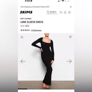 Black Square Neck Long Sleeve dress